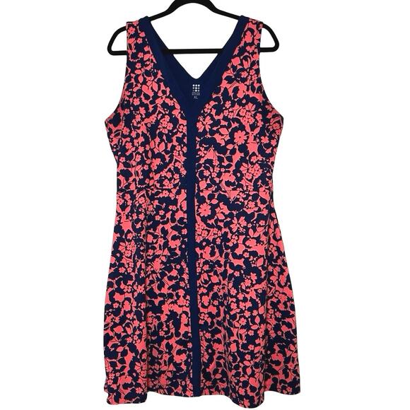 Title Nine Women’s Hillary Dream Dress Navy Blue/Coral Pink Size XL - Picture 2 of 8